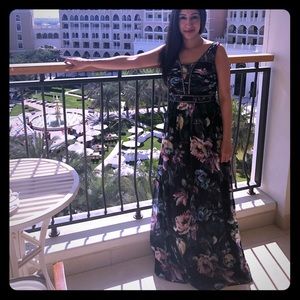 Floral black gown